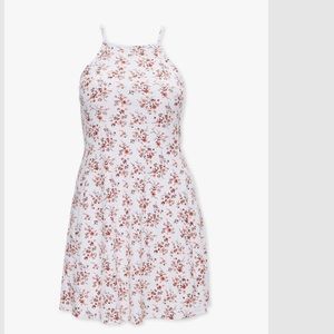 Plus size white floral skater dress